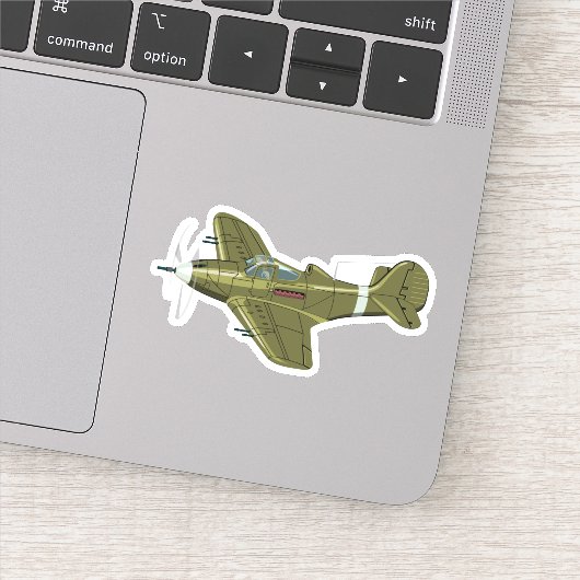 Cartoon-Retro-Kämpfer Flugzeug Aufkleber (Detail)