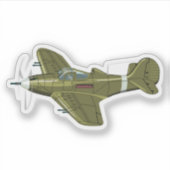 Cartoon-Retro-Kämpfer Flugzeug Aufkleber (Vorderseite)
