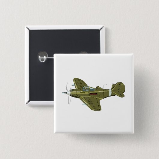 Cartoon-Retro-Kämpfer Flugzeug Button (Vorne & Hinten)