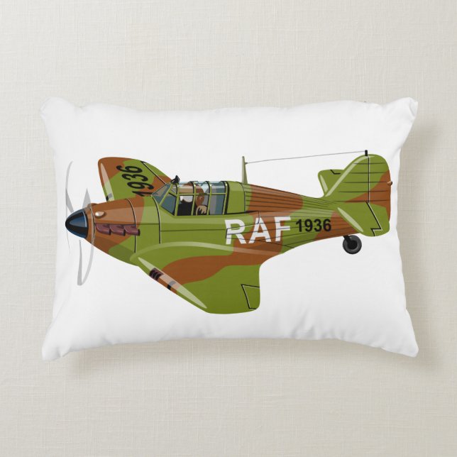 Cartoon-Retro-Kämpfer Flugzeug Dekokissen (Vorderseite)