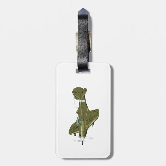 Cartoon-Retro-Kämpfer Flugzeug Gepäckanhänger (Rückseite vertikal)