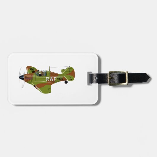 Cartoon-Retro-Kämpfer Flugzeug Gepäckanhänger (Vorderseite horizontal)