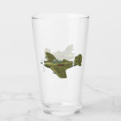 Cartoon-Retro-Kämpfer Flugzeug Glas (Rückseite)