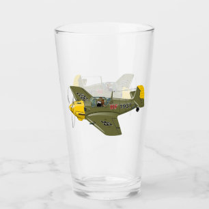 Cartoon-Retro-Kämpfer Flugzeug Glas