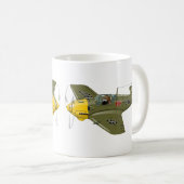 Cartoon-Retro-Kämpfer Flugzeug Kaffeetasse (VorderseiteRechts)
