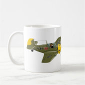 Cartoon-Retro-Kämpfer Flugzeug Kaffeetasse (Links)