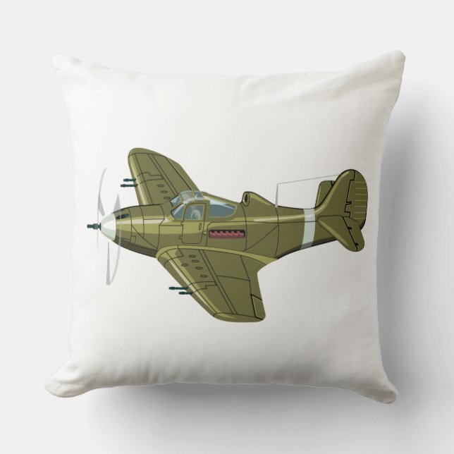 Cartoon-Retro-Kämpfer Flugzeug Kissen (Vorderseite)