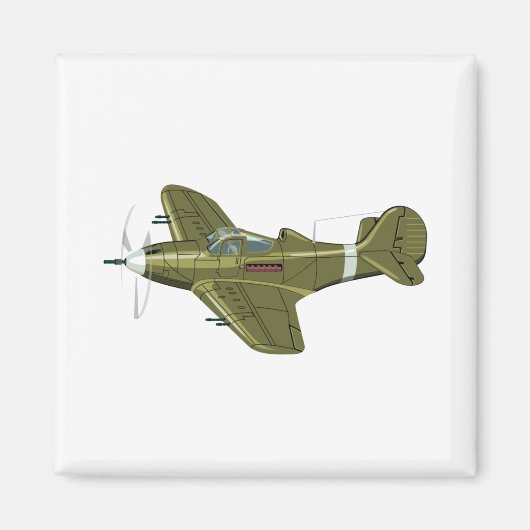 Cartoon-Retro-Kämpfer Flugzeug Magnet (Vorne)