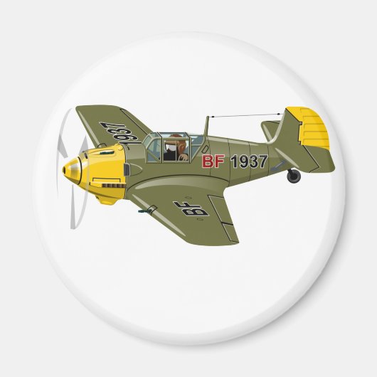 Cartoon-Retro-Kämpfer Flugzeug Magnet (Vorne)