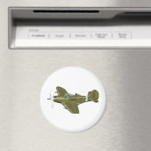 Cartoon-Retro-Kämpfer Flugzeug Magnet (In Situ (Geschirrspüler))
