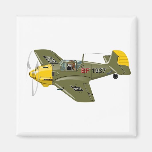 Cartoon-Retro-Kämpfer Flugzeug Magnet (Vorne)