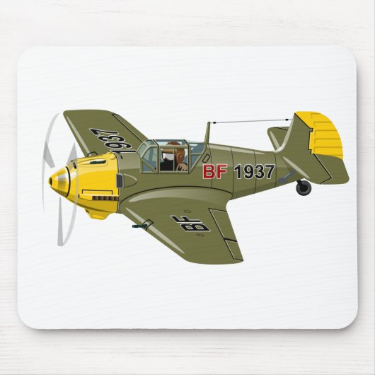Cartoon-Retro-Kämpfer Flugzeug Mousepad (Vorne)