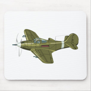 Cartoon-Retro-Kämpfer Flugzeug Mousepad