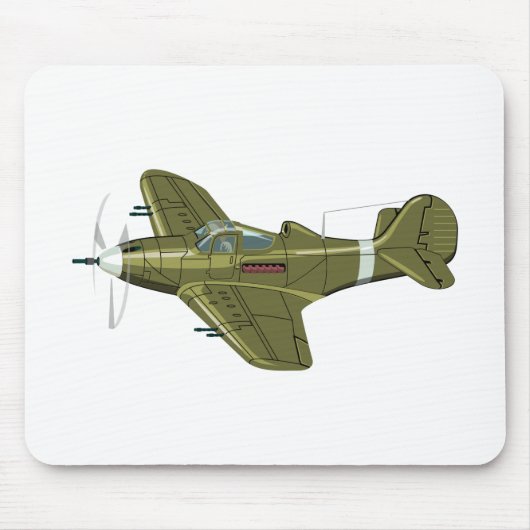 Cartoon-Retro-Kämpfer Flugzeug Mousepad (Vorne)