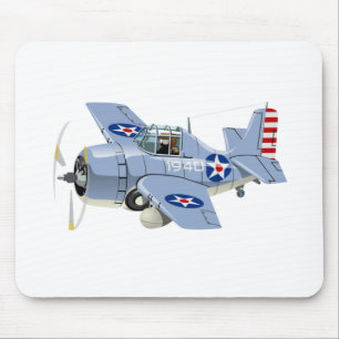 Cartoon-Retro-Kämpfer Flugzeug Mousepad
