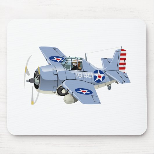 Cartoon-Retro-Kämpfer Flugzeug Mousepad (Vorne)