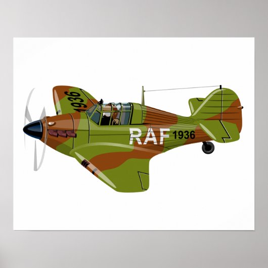 Cartoon-Retro-Kämpfer Flugzeug Poster (Vorne)