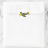 Cartoon-Retro-Kämpfer Flugzeug Runder Aufkleber (Tasche)