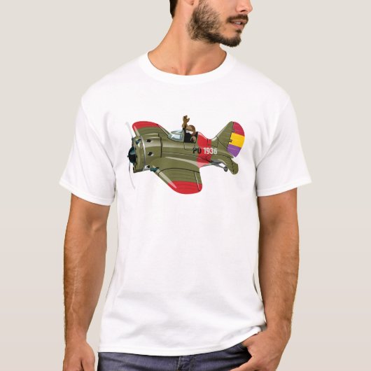 Cartoon-Retro-Kämpfer Flugzeug T-Shirt (Vorderseite)