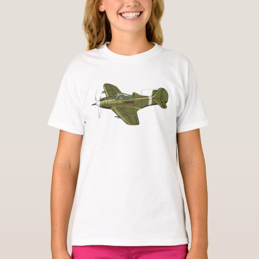 Cartoon-Retro-Kämpfer Flugzeug T-Shirt (Vorderseite)