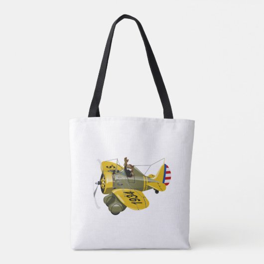 Cartoon-Retro-Kämpfer Flugzeug Tasche (Rückseite)