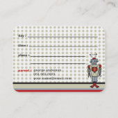 Cartoon Retro Robot Fun Kinder Foto Playdate Card Visitenkarte (Rückseite)