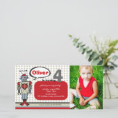 Cartoon Retro Robot Niedlich Kids Junge Geburtstag (Stehend Vorderseite)