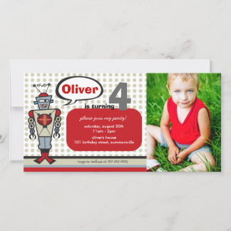 Cartoon Retro Robot Niedlich Kids Junge Geburtstag