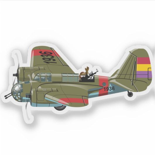 Cartoon-Retrobomber Aufkleber (Vorderseite)