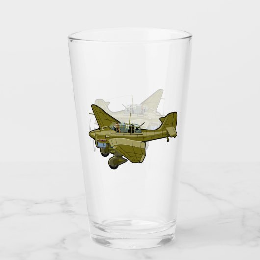 Cartoon-Retrobomber Glas (Vorderseite)