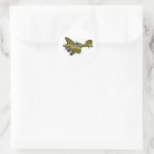 Cartoon-Retrobomber Runder Aufkleber (Tasche)