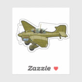 Cartoon-Retroflugzeug Aufkleber (Blatt)