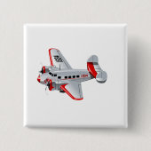 Cartoon-Retroflugzeug Button (Vorderseite)
