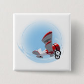 Cartoon-Retroflugzeug Button (Vorderseite)
