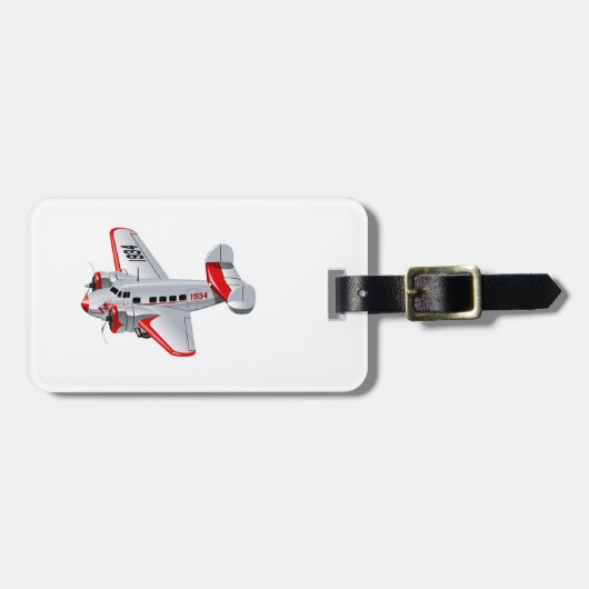 Cartoon-Retroflugzeug Gepäckanhänger (Vorderseite horizontal)