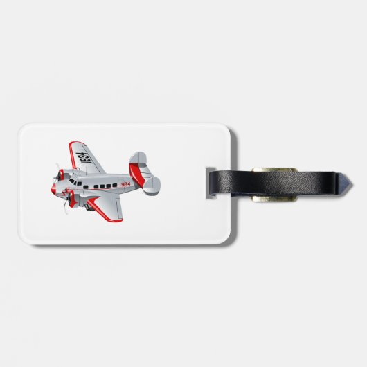 Cartoon-Retroflugzeug Gepäckanhänger (Rückseite horizontal)