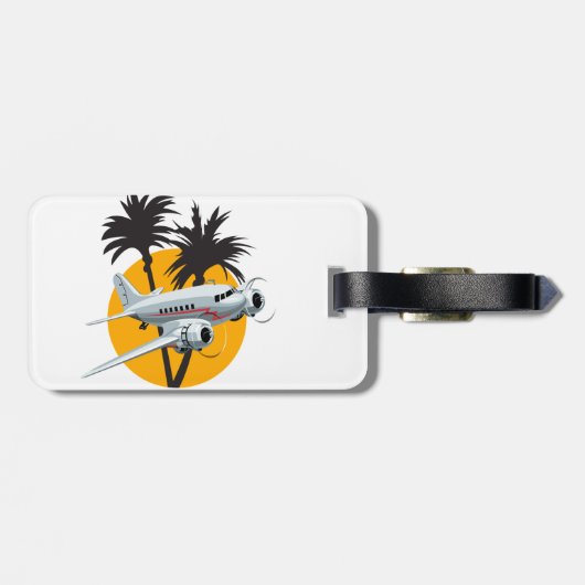 Cartoon-Retroflugzeug Gepäckanhänger (Rückseite horizontal)