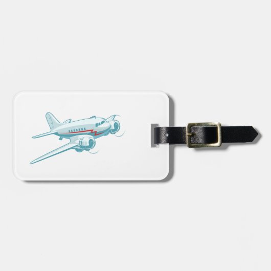 Cartoon-Retroflugzeug Gepäckanhänger (Vorderseite horizontal)