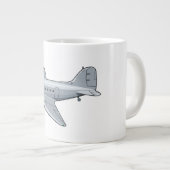 Cartoon-Retroflugzeug Jumbo-Tasse (Vorderseite Rechts)