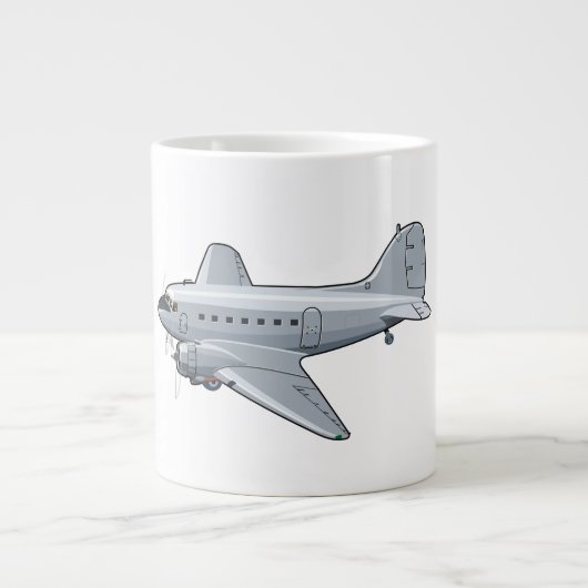 Cartoon-Retroflugzeug Jumbo-Tasse (Vorderseite)