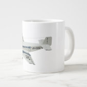 Cartoon-Retroflugzeug Jumbo-Tasse (Vorderseite Rechts)
