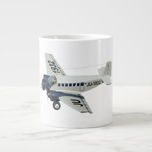 Cartoon-Retroflugzeug Jumbo-Tasse (Vorderseite)