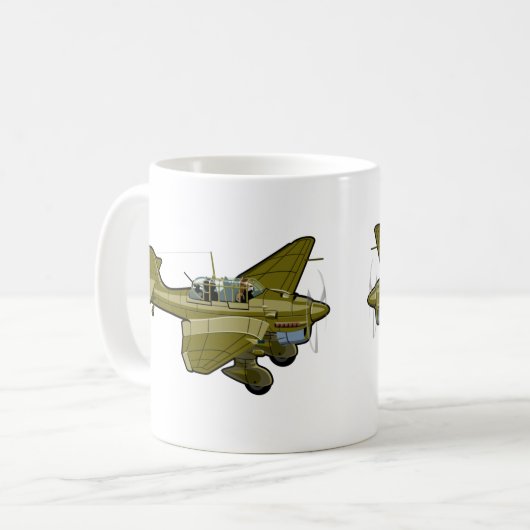 Cartoon-Retroflugzeug Kaffeetasse (Vorderseite Links)