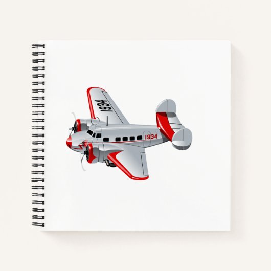 Cartoon-Retroflugzeug Notizblock (Vorderseite)