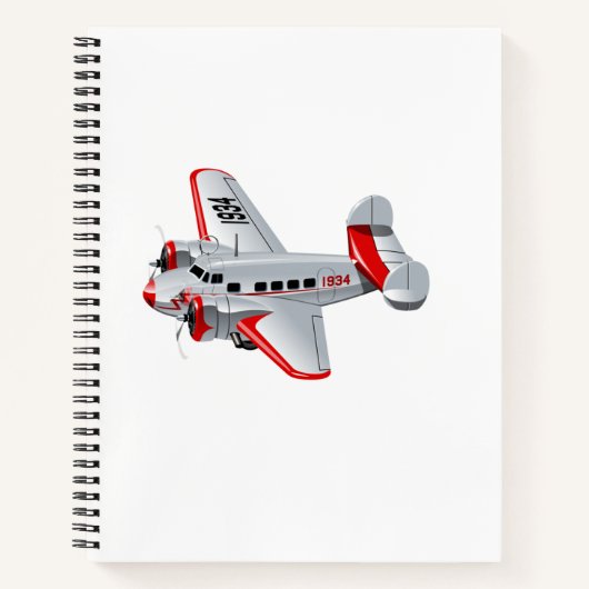 Cartoon-Retroflugzeug Notizblock (Vorderseite)