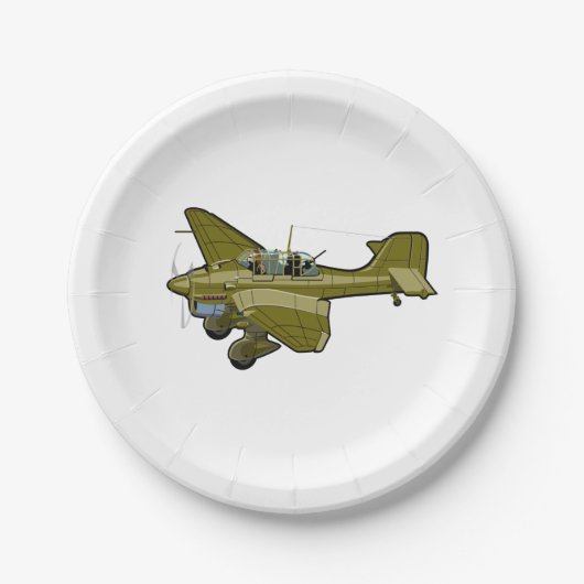Cartoon-Retroflugzeug Pappteller (Vorderseite)