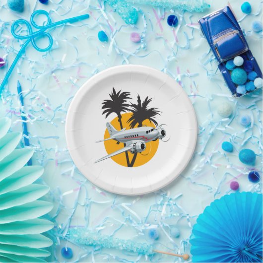 Cartoon-Retroflugzeug Pappteller (Party)