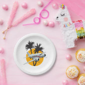 Cartoon-Retroflugzeug Pappteller (Party)