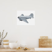 Cartoon-Retroflugzeug Poster (Küche)