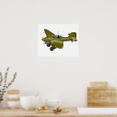 Cartoon-Retroflugzeug Poster (Küche)